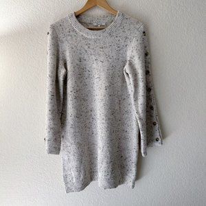 Madewell Speckled Off White Wool Blend Sweater Dress With Buttons Size Medium